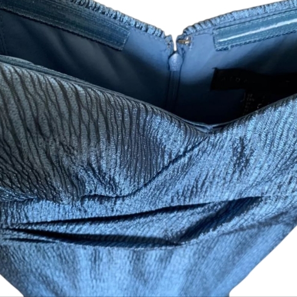 Aidan Mattox Blue Metallic Off-the-Shoulder Ruffle Mermaid Gown Maxi Dress 16 - Picture 7 of 16